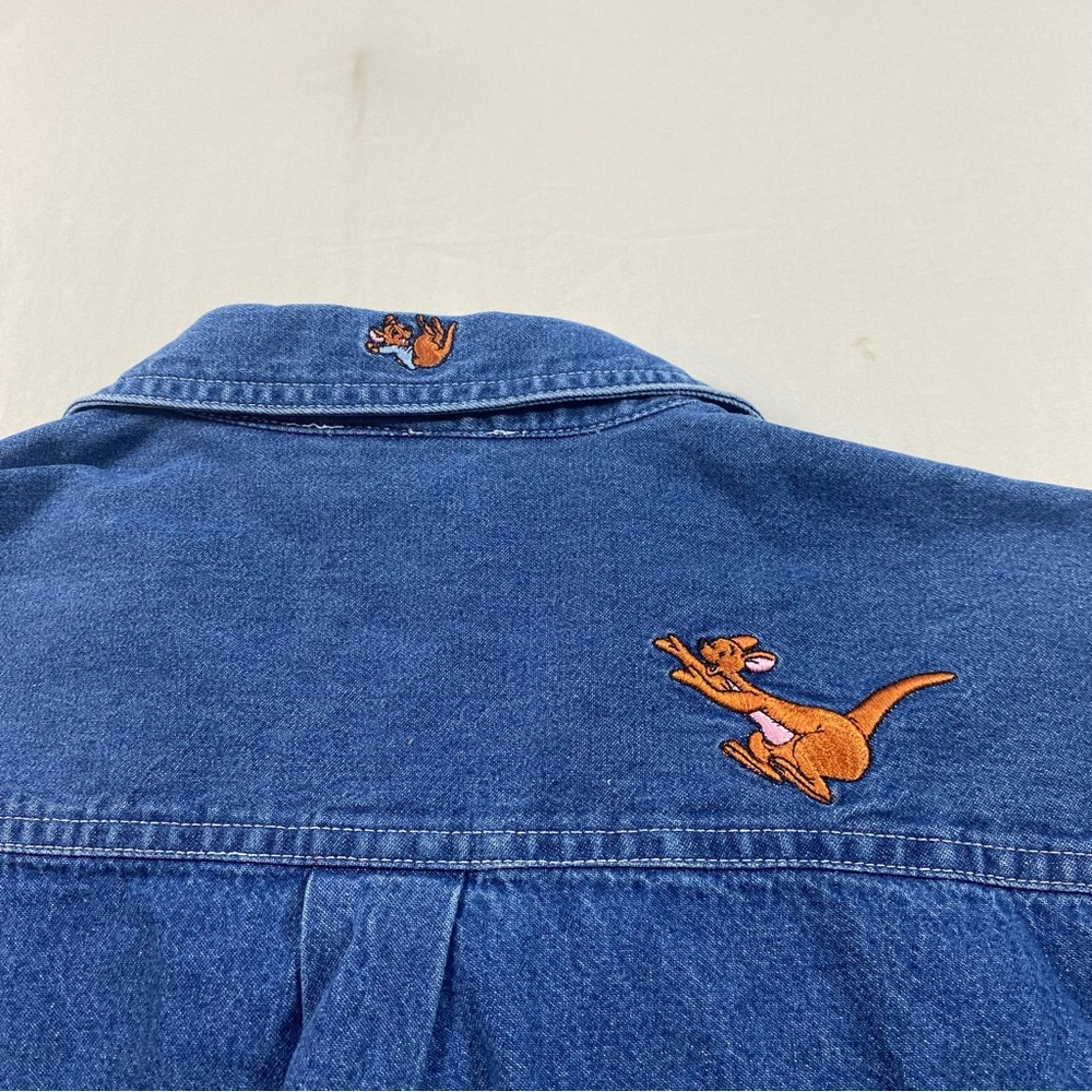 Disney Button Down Denim Shirt Top Embroidered Winnie Pooh Kanga Roo Casual - Picture 9 of 11